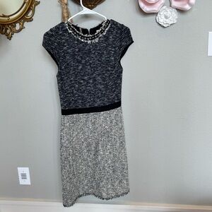 Rebecca Taylor Black and White Embellished Sheath Dress